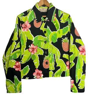 Lifestyle Size Medium Tropical Beaded Jacket Cotton Lined Button Front